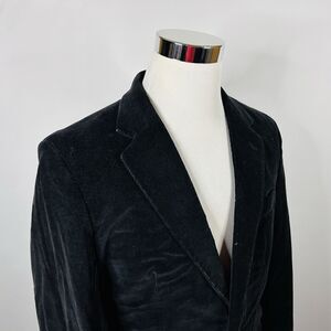 Material London Large Corduroy Sport Coat Black Cotton Blend Two Button Vented